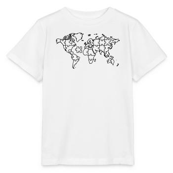 Carte du monde Puzzle Earth Global - T-shirt bio MINI CREATOR Stanley/Stella Enfant - blanc - Devant - Maike (125cm)
