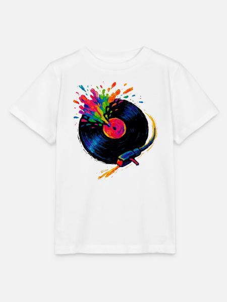 Plattenspieler buntes Pop-Vinyl - Stanley/Stella Kinder T-Shirt MINI CREATOR  - Weiß