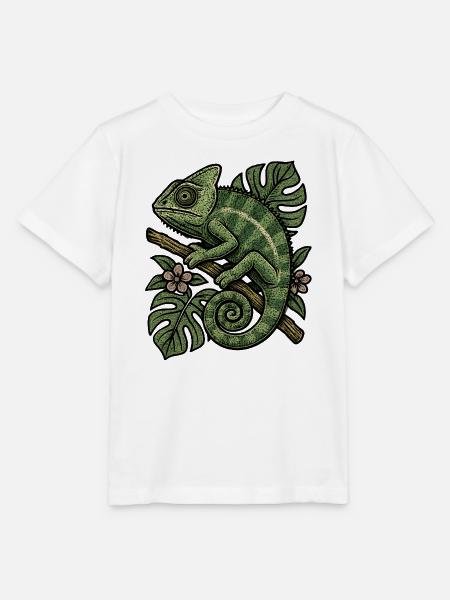 Chameleon im Blattreich - Stanley/Stella Kinder T-Shirt MINI CREATOR - Weiß