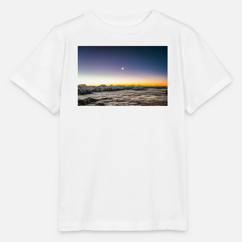 Lever de lune au-dessus d’une mer de nuages - T-shirt bio MINI CREATOR Stanley/Stella Enfant - blanc