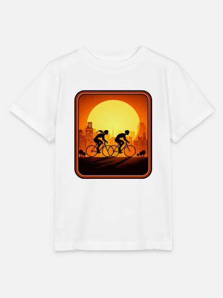 cyclists sunset - Stanley/Stella Kinder T-Shirt MINI CREATOR - Weiß