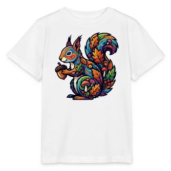 Buntes Eichhörnchen Herbstzauber Nuss Waldbewohner - Stanley/Stella Kinder T-Shirt MINI CREATOR  - Weiß - Vorne - Maike (125cm)