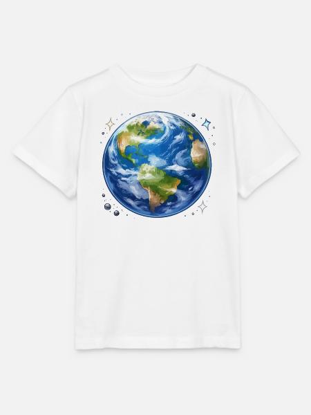 Erde im kosmischen Aquarellstil - Stanley/Stella Kinder T-Shirt MINI CREATOR  - Weiß