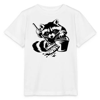 Raton laveur avec seau et serpillière - T-shirt bio MINI CREATOR Stanley/Stella Enfant - blanc - Devant - Maike (125cm)