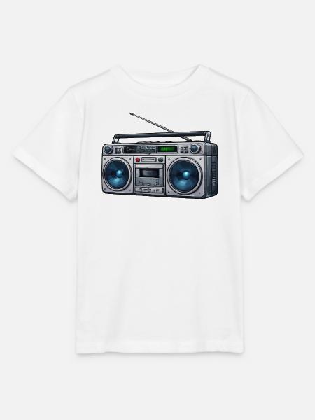 Retro Boombox Ghettoblaster - Stanley/Stella Kinder T-Shirt MINI CREATOR - Weiß
