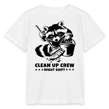 Clean Up Crew – Night Shift Raccoon - Stanley/Stella MINI CREATOR Kids’ T-Shirt - white - Front - Maike (125cm)