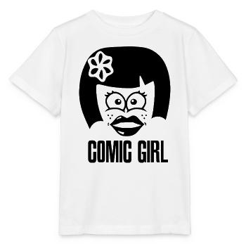 Comic Girl - Schwarz - Stanley/Stella Kinder T-Shirt MINI CREATOR  - Weiß - Vorne - Maike (125cm)