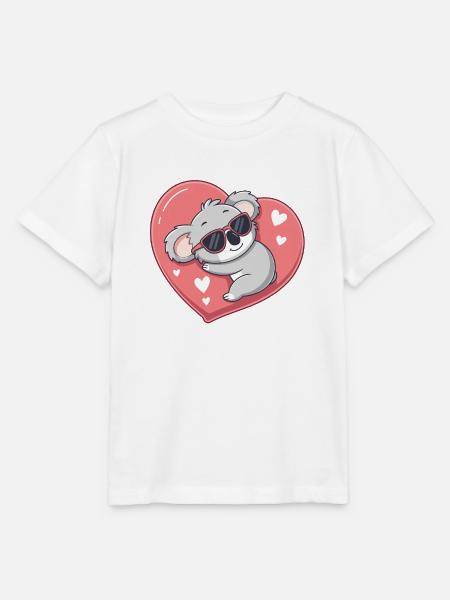 Solar-Koala auf Pink Heart - Stanley/Stella Kinder T-Shirt MINI CREATOR - Weiß