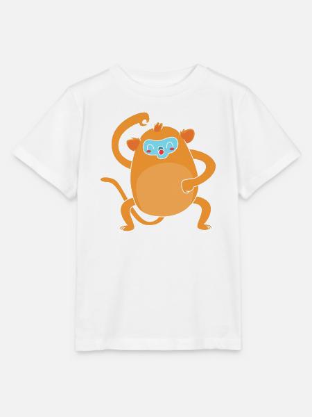 Stupsnasenaffe Affe Schimpanse - Stanley/Stella Kinder T-Shirt MINI CREATOR - Weiß