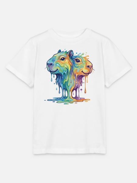 Schmelzende Regenbogen Capybara - Wasserschein - Stanley/Stella Kinder T-Shirt MINI CREATOR - Weiß