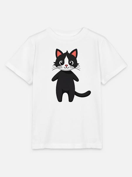 Schwarze Katze - Stanley/Stella Kinder T-Shirt MINI CREATOR - Weiß