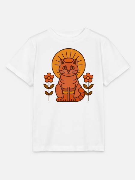 Sonnenkatze mit Blütenkranz - Stanley/Stella Kinder T-Shirt MINI CREATOR  - Weiß