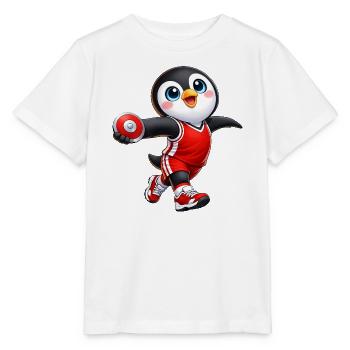 Cute Penguin Discus Throwing Sportsman Cartoon - Stanley/Stella MINI CREATOR Kids’ T-Shirt - white - Front - Maike (125cm)