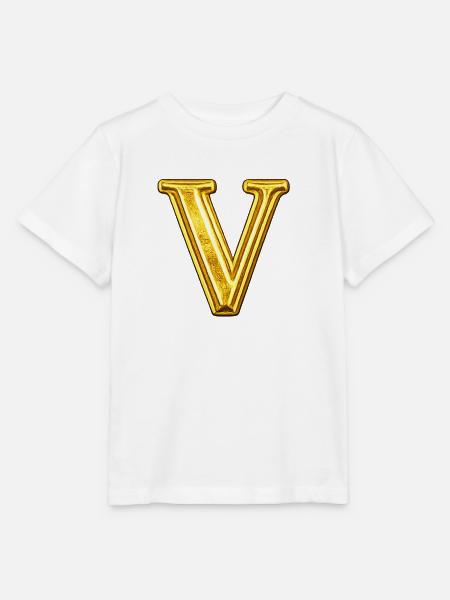 Goldenes V Monogramm - glänzend - Stanley/Stella Kinder T-Shirt MINI CREATOR - Weiß