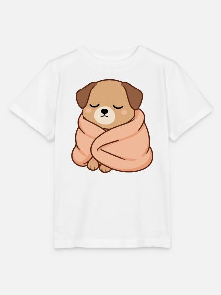 Schlafender Hund in Kuscheldecke - Stanley/Stella Kinder T-Shirt MINI CREATOR - Weiß