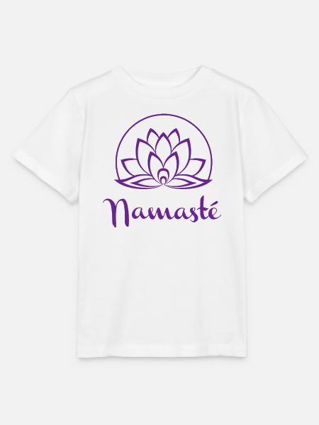 Violetter Lotus Namaste-Emblem - Stanley/Stella Kinder T-Shirt MINI CREATOR - Weiß