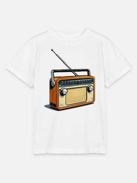Retro Orange Radio - Stanley/Stella Kinder T-Shirt MINI CREATOR  - Weiß
