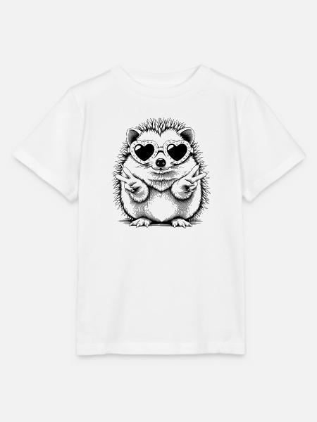 Cooler Igel mit Herzbrille - Stanley/Stella Kinder T-Shirt MINI CREATOR - Weiß