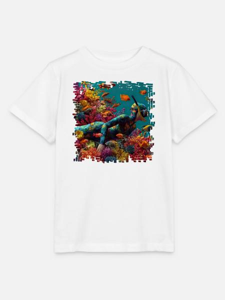 Korallenriff Taucher Panorama - Stanley/Stella Kinder T-Shirt MINI CREATOR  - Weiß