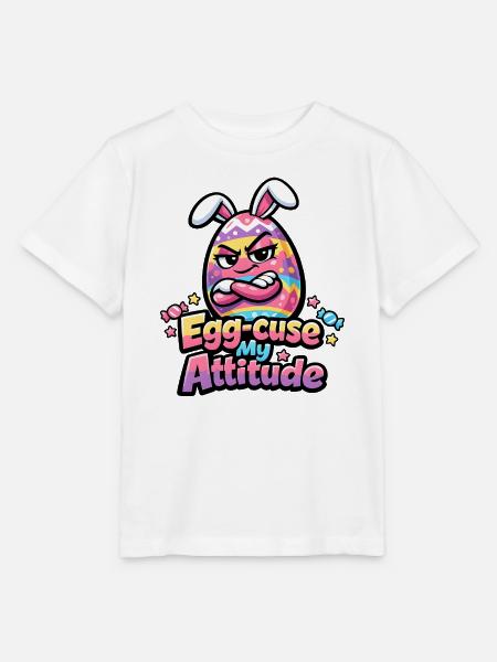 Egg-Cuse My Attitude Ostern - Stanley/Stella Kinder T-Shirt MINI CREATOR  - Weiß