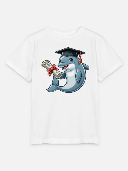 Delfin mit Abschlusskappe und Diplom - Stanley/Stella Kinder T-Shirt MINI CREATOR  - Weiß