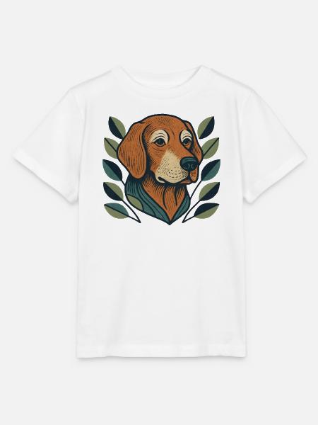 Beagle im Blattzweig Stil - Stanley/Stella Kinder T-Shirt MINI CREATOR  - Weiß