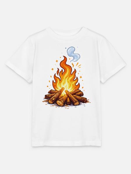 Lagerfeuer Cartoon Flamme - Stanley/Stella Kinder T-Shirt MINI CREATOR - Weiß