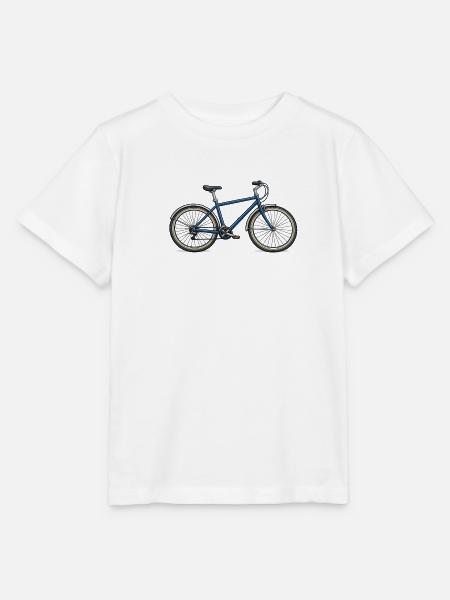 Blaues Citybike Silhouette - Stanley/Stella Kinder T-Shirt MINI CREATOR - Weiß