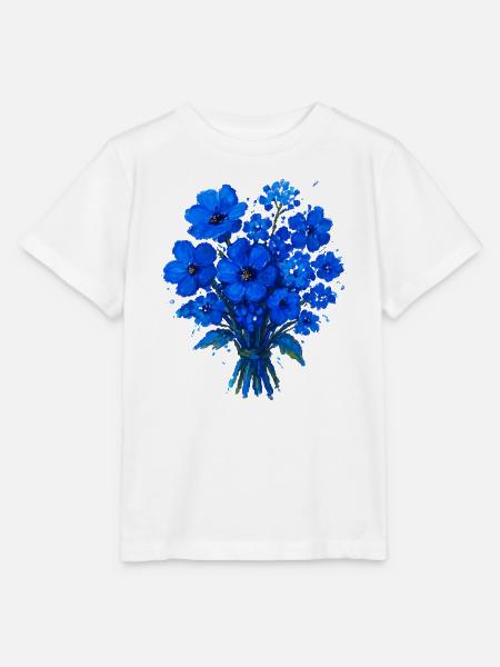Blaues Blumenbouquet Acryl - Stanley/Stella Kinder T-Shirt MINI CREATOR  - Weiß