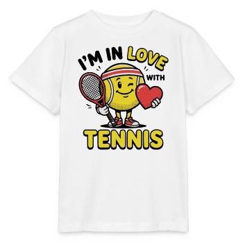 Tennis Shirt, I Love Tennis, Kinder shirt, Hoodie - Stanley/Stella Kinder T-Shirt MINI CREATOR  - Weiß - Vorne - Maike (125cm)