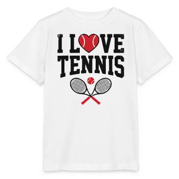Tennis T-shirt, I Love Tennis Shirt, Hoodie, Tasse - Stanley/Stella Kinder T-Shirt MINI CREATOR  - Weiß - Vorne - Maike (125cm)