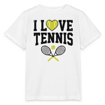 Tennis T-shirt, I Love Tennis Shirt, Hoodie, Tasse - Stanley/Stella Kinder T-Shirt MINI CREATOR  - Weiß - Vorne - Maike (125cm)