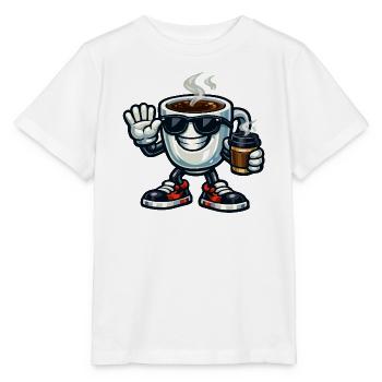 Coffee Mascot with Sunglasses - Stanley/Stella MINI CREATOR Kids’ T-Shirt - white - Front - Maike (125cm)