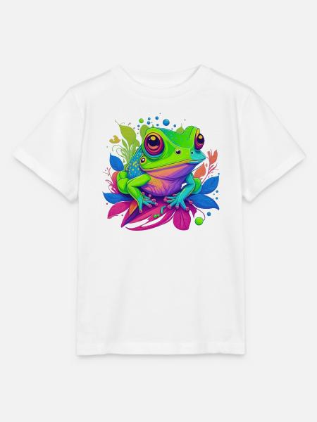 Regenbogenfrosch auf Blättern - Stanley/Stella Kinder T-Shirt MINI CREATOR  - Weiß