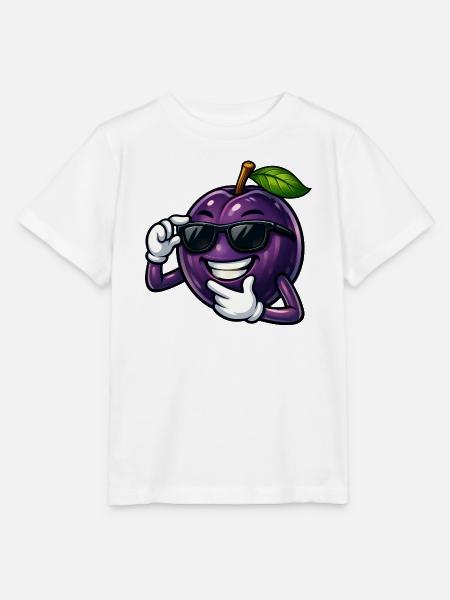 Coole Pflaume Cartoon Comic Obst Sommer - Stanley/Stella Kinder T-Shirt MINI CREATOR  - Weiß