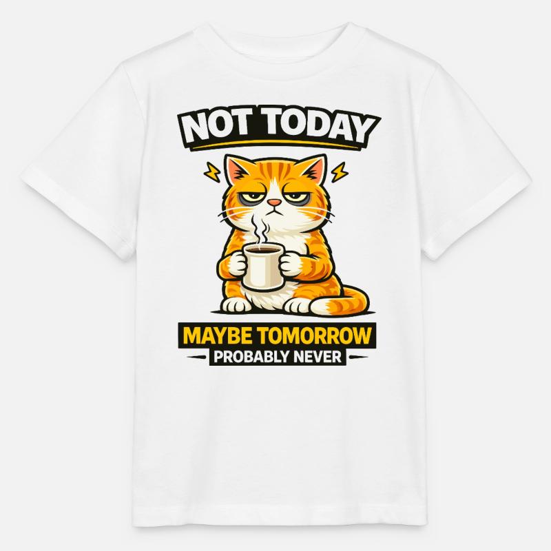 Pas aujourd’hui, procrastination du café pour chats - T-shirt bio MINI CREATOR Stanley/Stella Enfant - blanc