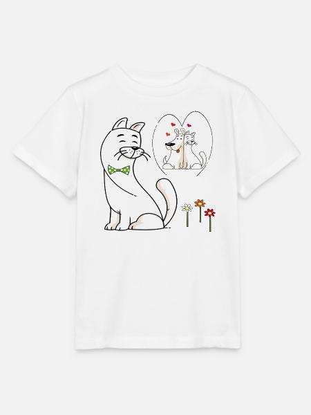 verliebte Katze - Stanley/Stella Kinder T-Shirt MINI CREATOR - Weiß