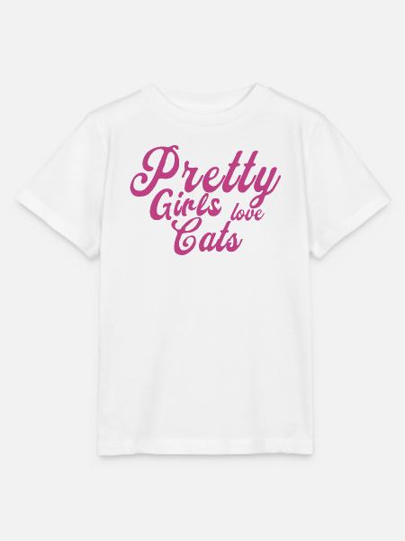 Pink Katzenliebe Spruch - Stanley/Stella Kinder T-Shirt MINI CREATOR - Weiß