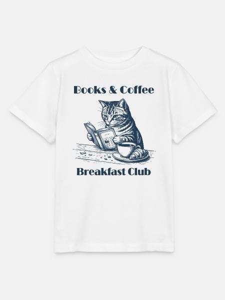 Books & Coffee Cat – Design für gemütliche Leser - Stanley/Stella Kinder T-Shirt MINI CREATOR  - Weiß