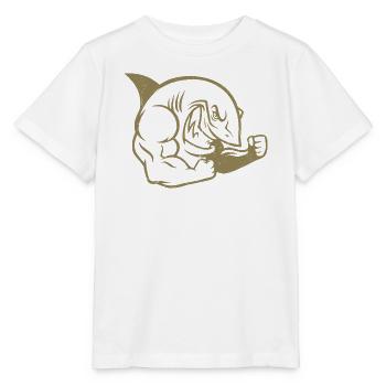 Muscular Shark Bodybuilder Workout Silhouette - Stanley/Stella MINI CREATOR Kids’ T-Shirt - white - Front - Maike (125cm)