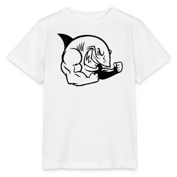 Muscular Shark Bodybuilder Workout Silhouette - Stanley/Stella MINI CREATOR Kids’ T-Shirt - white - Front - Maike (125cm)
