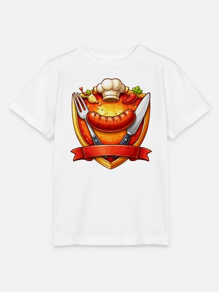 Gegrillte Wurst auf rotem Teller Schild - Stanley/Stella Kinder T-Shirt MINI CREATOR - Weiß