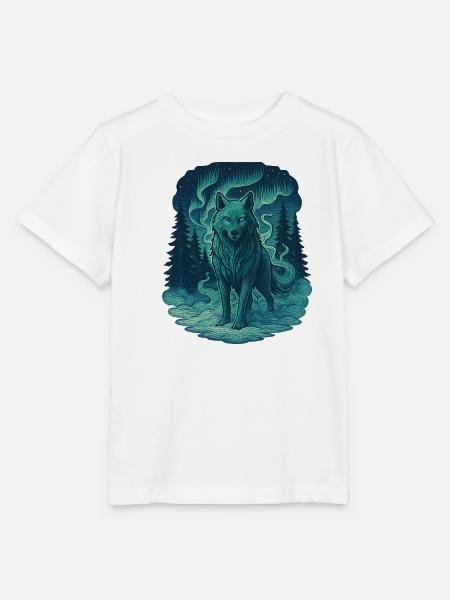 Nordlicht-Wolf im Wald - Stanley/Stella Kinder T-Shirt MINI CREATOR - Weiß