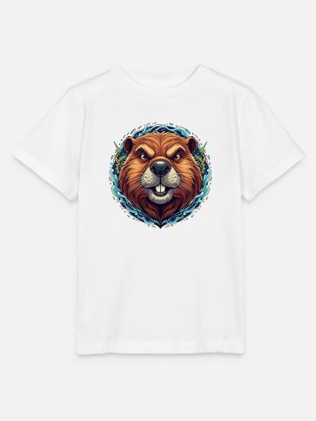 Leuchtender Biber im Neonring - Stanley/Stella Kinder T-Shirt MINI CREATOR - Weiß