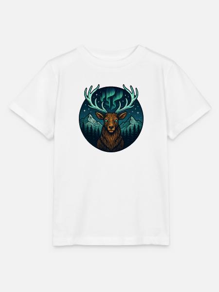 Nachtwald Hirsch mit Nordlicht-Geweih - Stanley/Stella Kinder T-Shirt MINI CREATOR - Weiß