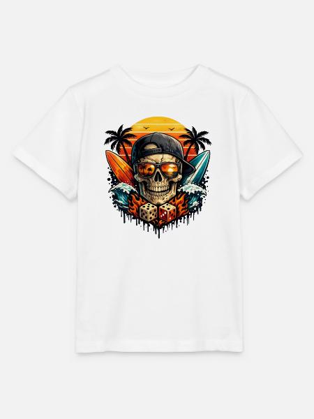 Sunset Skull Vibes - Stanley/Stella Kinder T-Shirt MINI CREATOR - Weiß