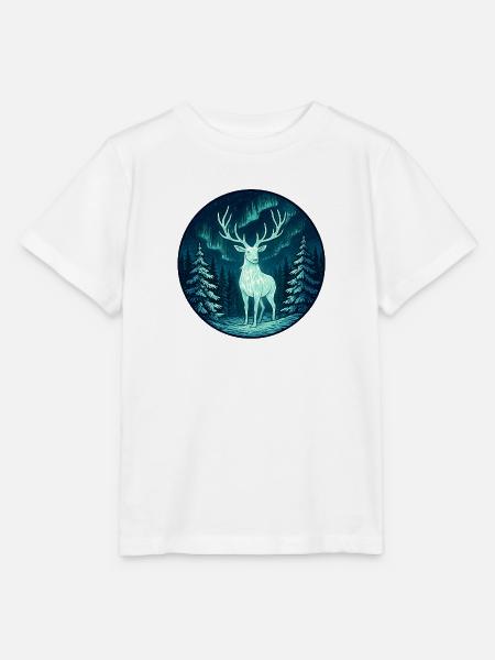 Nordlicht Elch im Wald - Stanley/Stella Kinder T-Shirt MINI CREATOR - Weiß