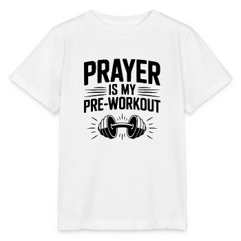 Gebet ist mein Pre-Workout - Stanley/Stella Kinder T-Shirt MINI CREATOR  - Weiß - Vorne - Maike (125cm)