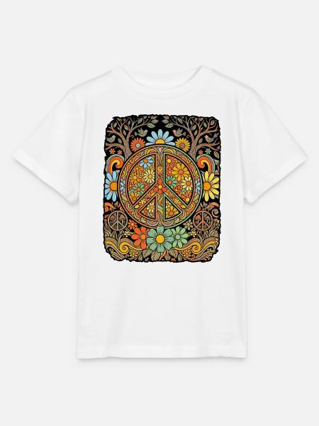 Peace Hippie Blumen - Stanley/Stella Kinder T-Shirt MINI CREATOR  - Weiß