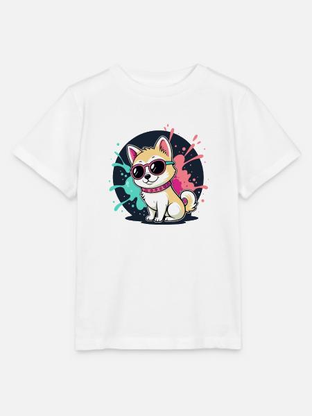 Kawaii Welpen-Sonne und Brille - Stanley/Stella Kinder T-Shirt MINI CREATOR - Weiß